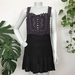 Free People Black and Purple Lace Mini Dress